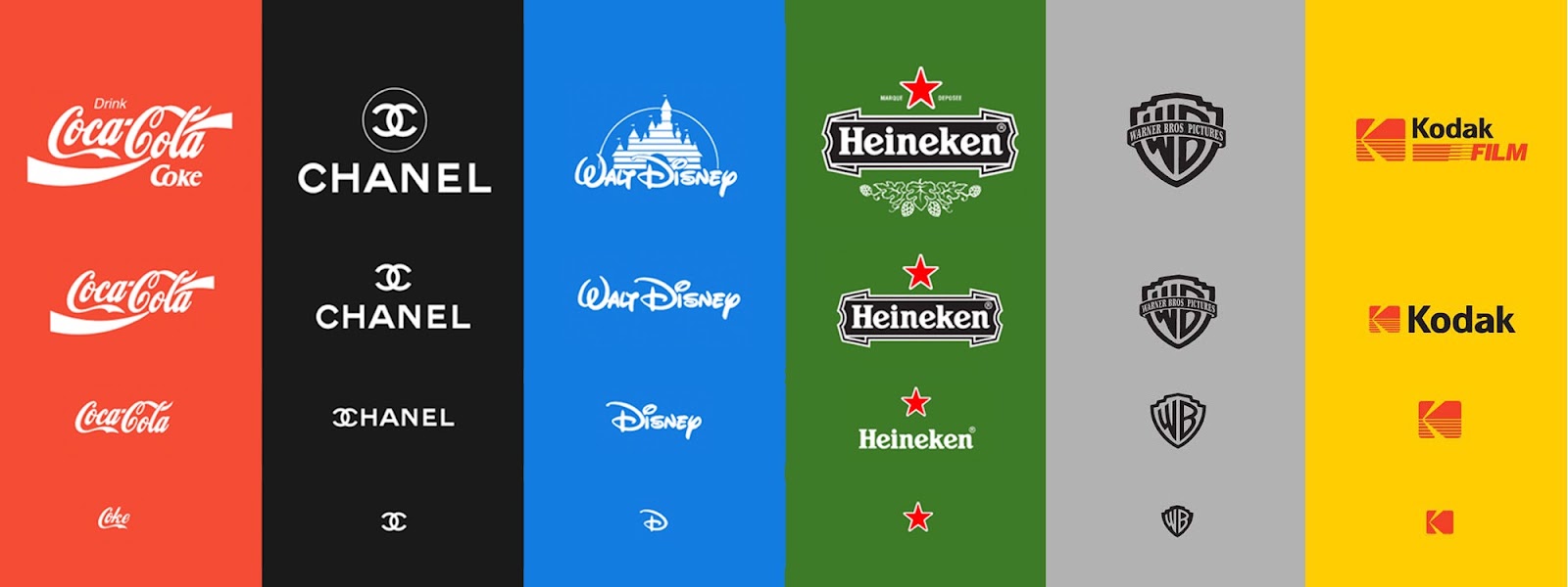 An example of well-known brand logos in their various responsive forms.